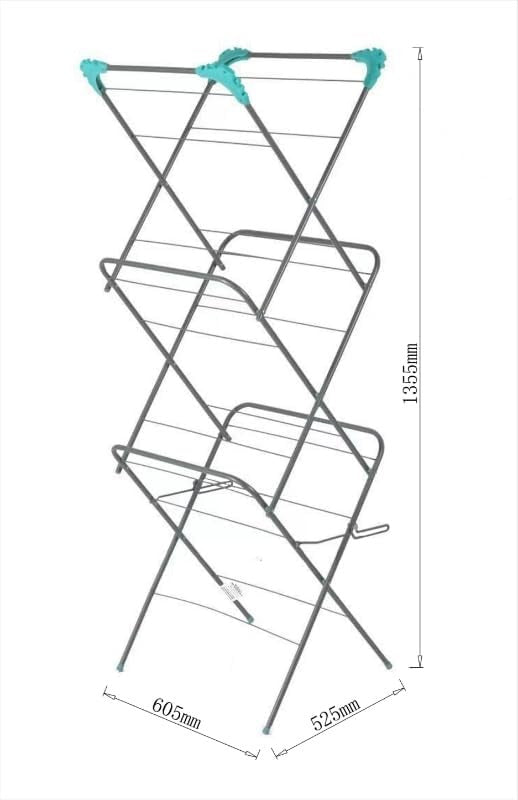3 Tier Clothes Airer Indoor Drying Rack 14m Washing Line Foldable Stainless