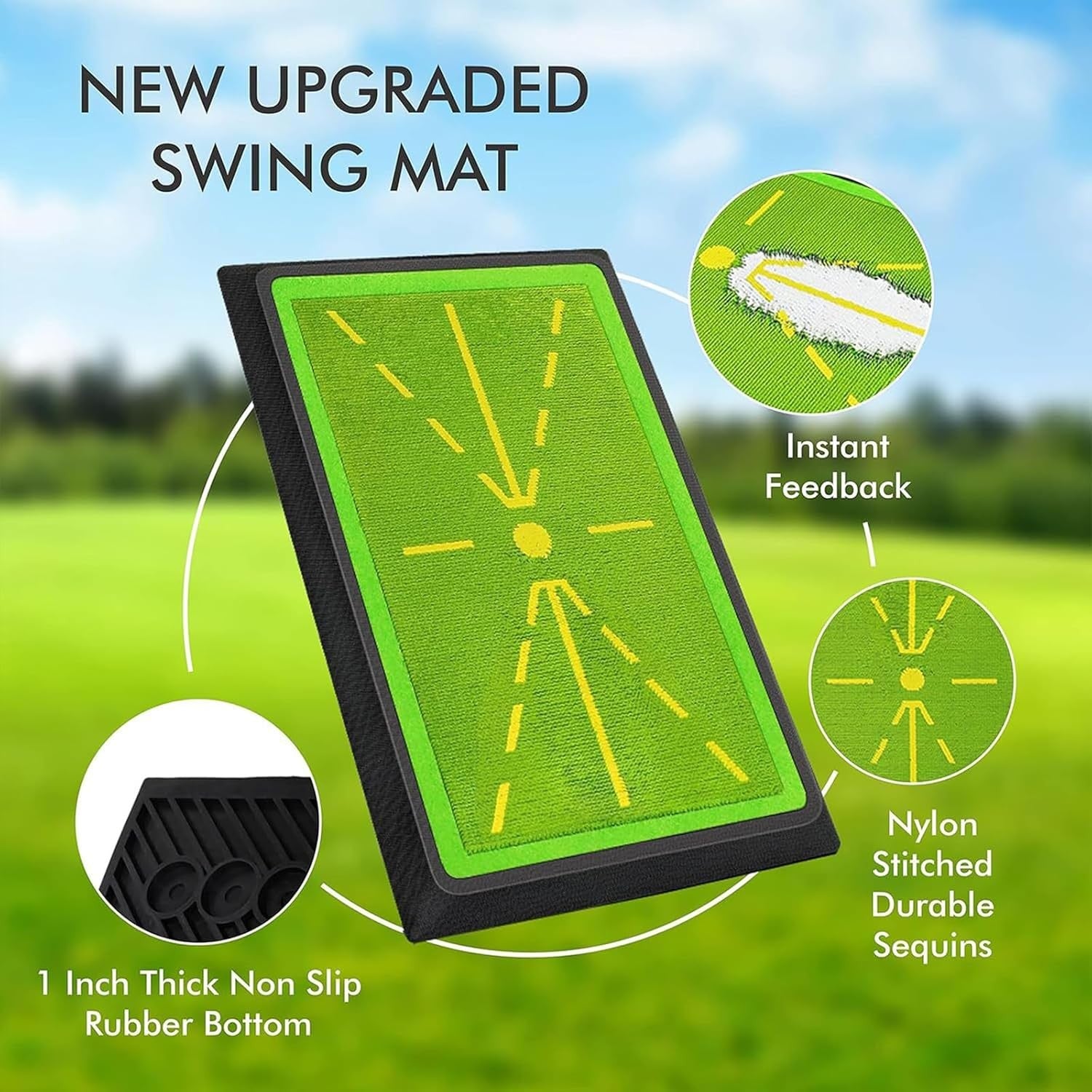 Golf Swing Mat Training Pad with Instant Feedback Anti Slip Base