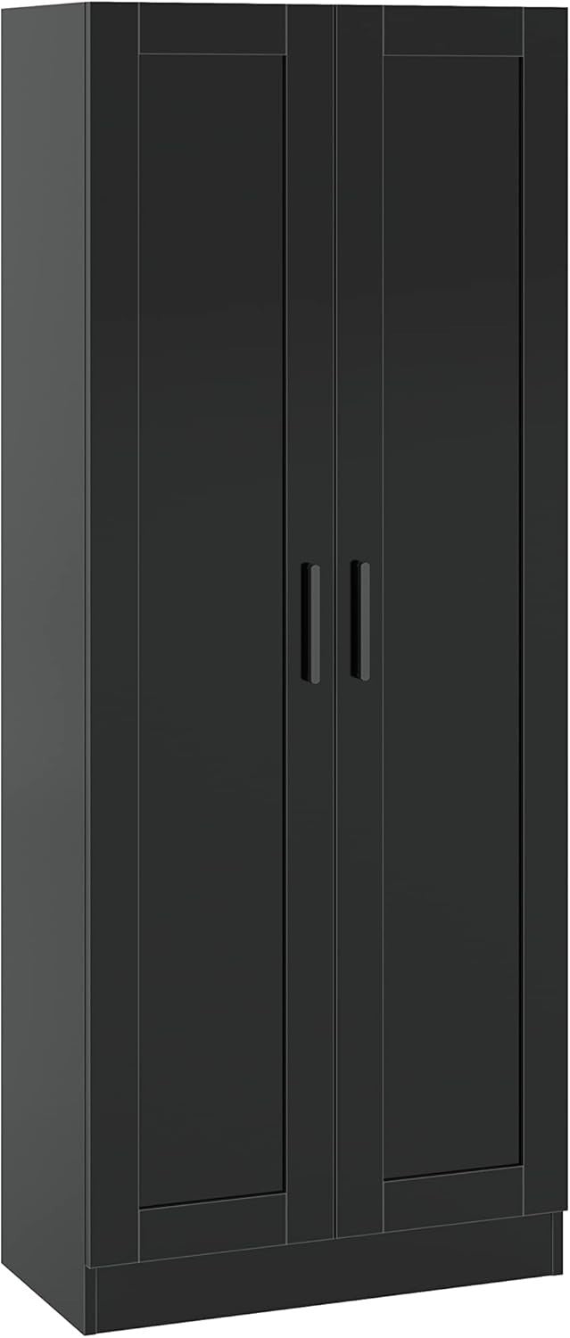 Freestanding Tall Kitchen Storage Cabinet with 2 Doors & Adjustable Shelves