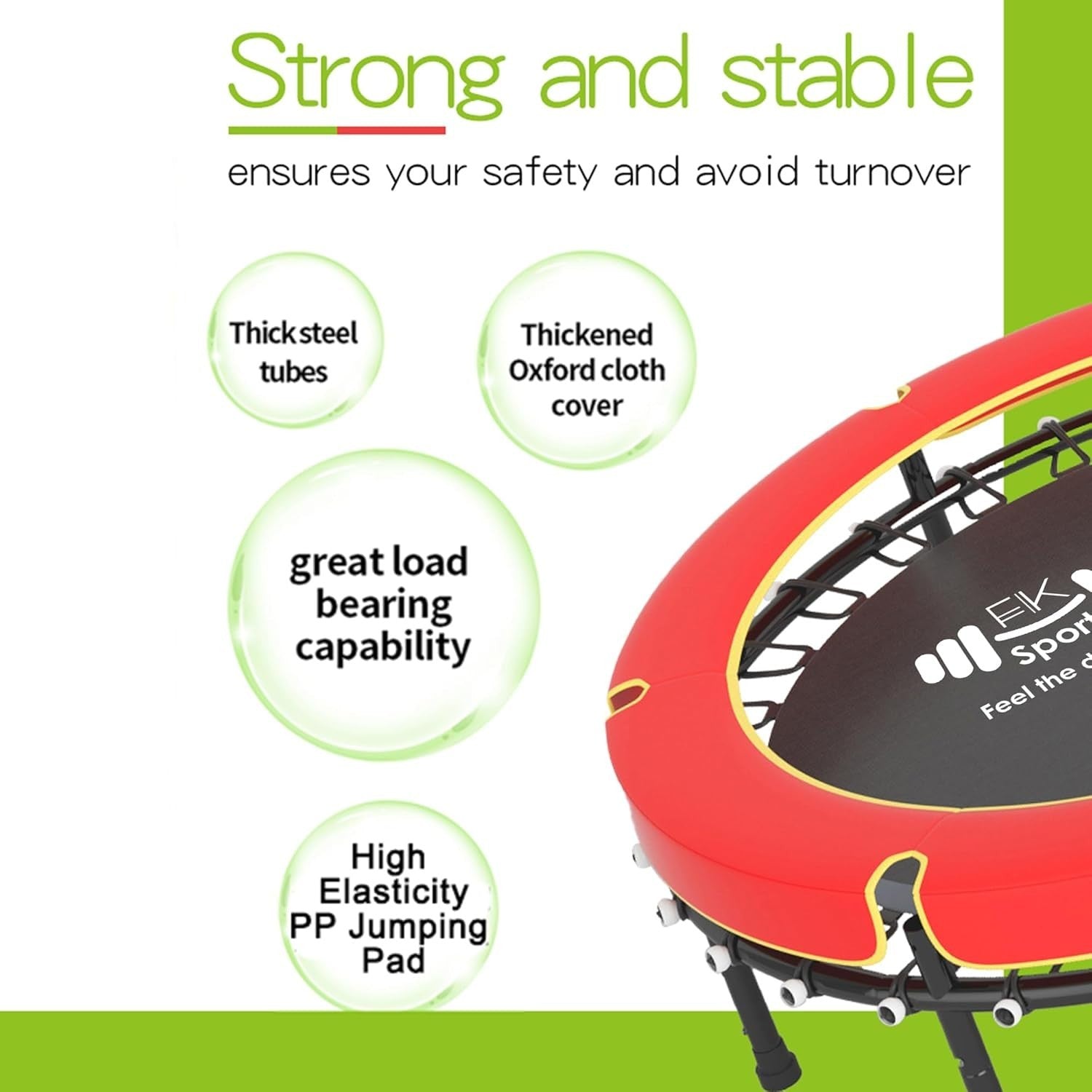 55” Kids Trampoline w Safety Enclosure Indoor Outdoor Bungee Ages 1–11