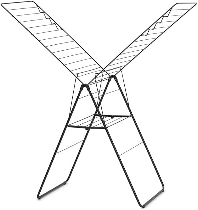 25m Clothes Airer Folding Indoor Drying Rack Stainless Steel Matt Black