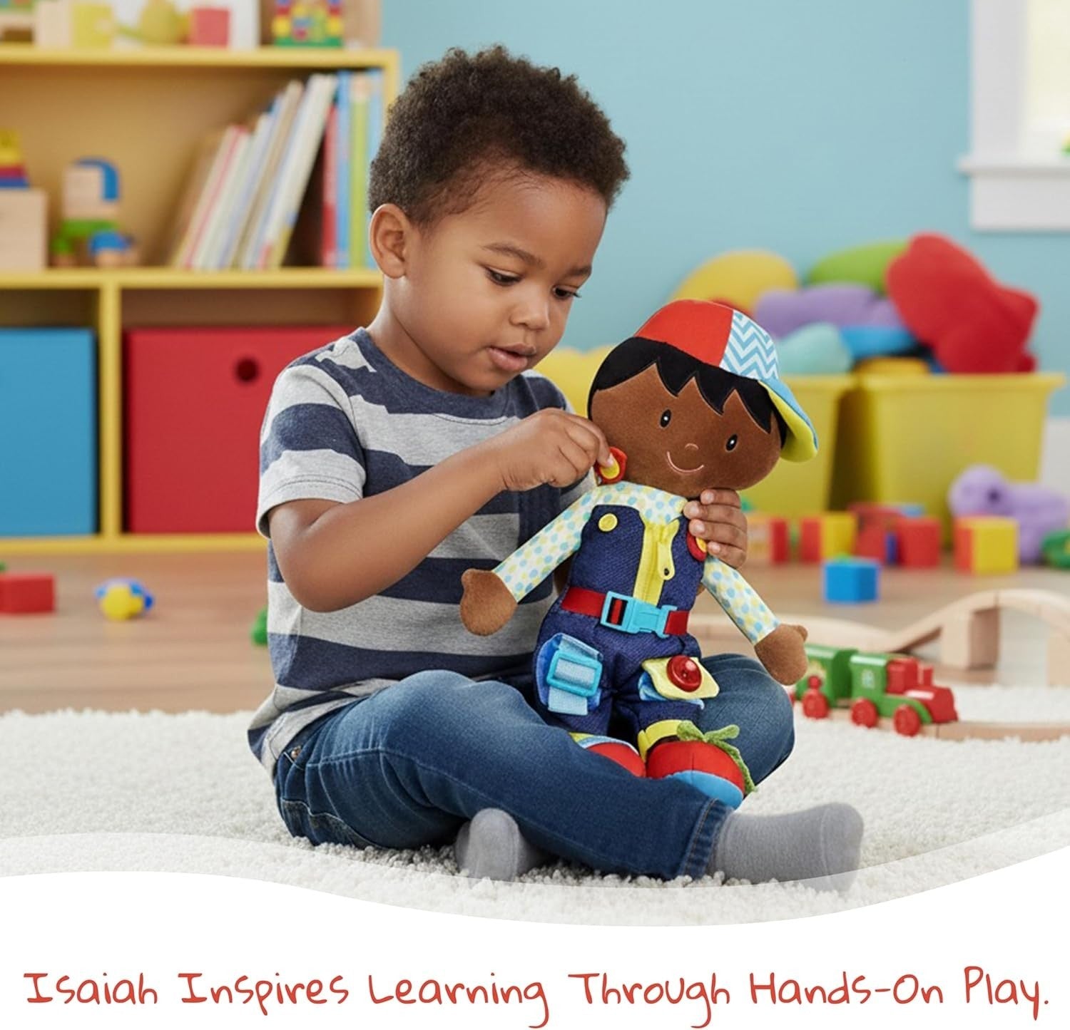 15.5” Montessori Dressing Plush Doll Toddler Buckles Zips Toy