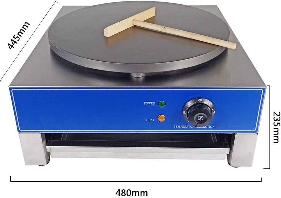 16" Commercial Crepe Maker 3KW Non-Stick Hot Plate 50-300°C Temp Control
