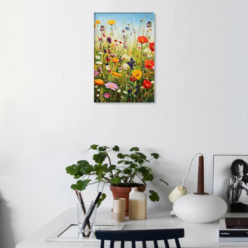 Wildflower Canvas Wall Art Floral Meadow Living Room Bedroom Decor 18x12