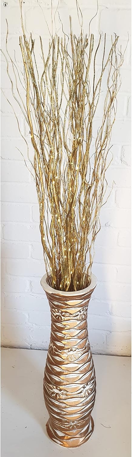 120cm LED Willow Branches Gold Light Twig Floor Vase Decor Battery Powered
