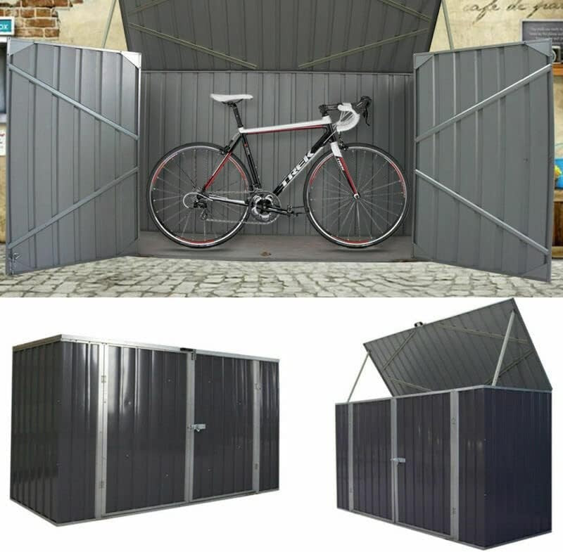 Outdoor Garden Shed Metal Storage Box W225xD88xH125cm Black