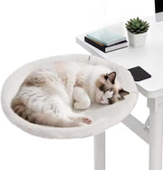 180° Rotating Cat Desk Bed Faux Fur Clamp On Cat Hammock White