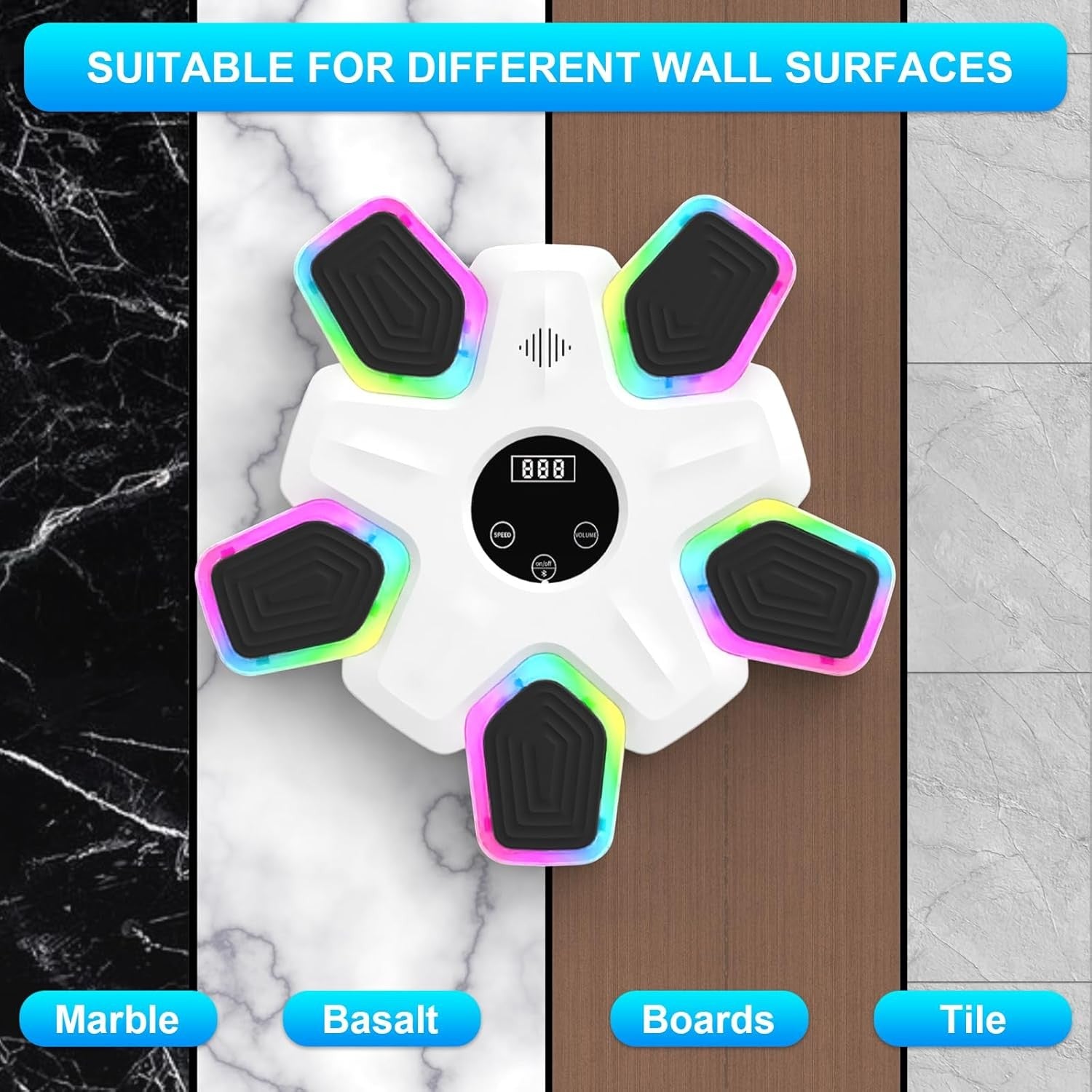 Music Boxing Machine Bluetooth LED Punch Pad Wall Mount Smart Home Trainer