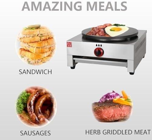 Commercial 15.7" Crepe Maker Gas Hot Plate Non-Stick Griddle for Pancakes & Eggs