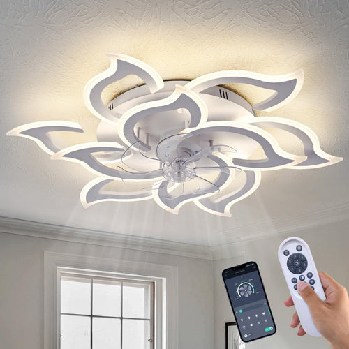 ChenSolara 90cm LED Ceiling Fan Light 6 Speeds Dimmable Remote White
