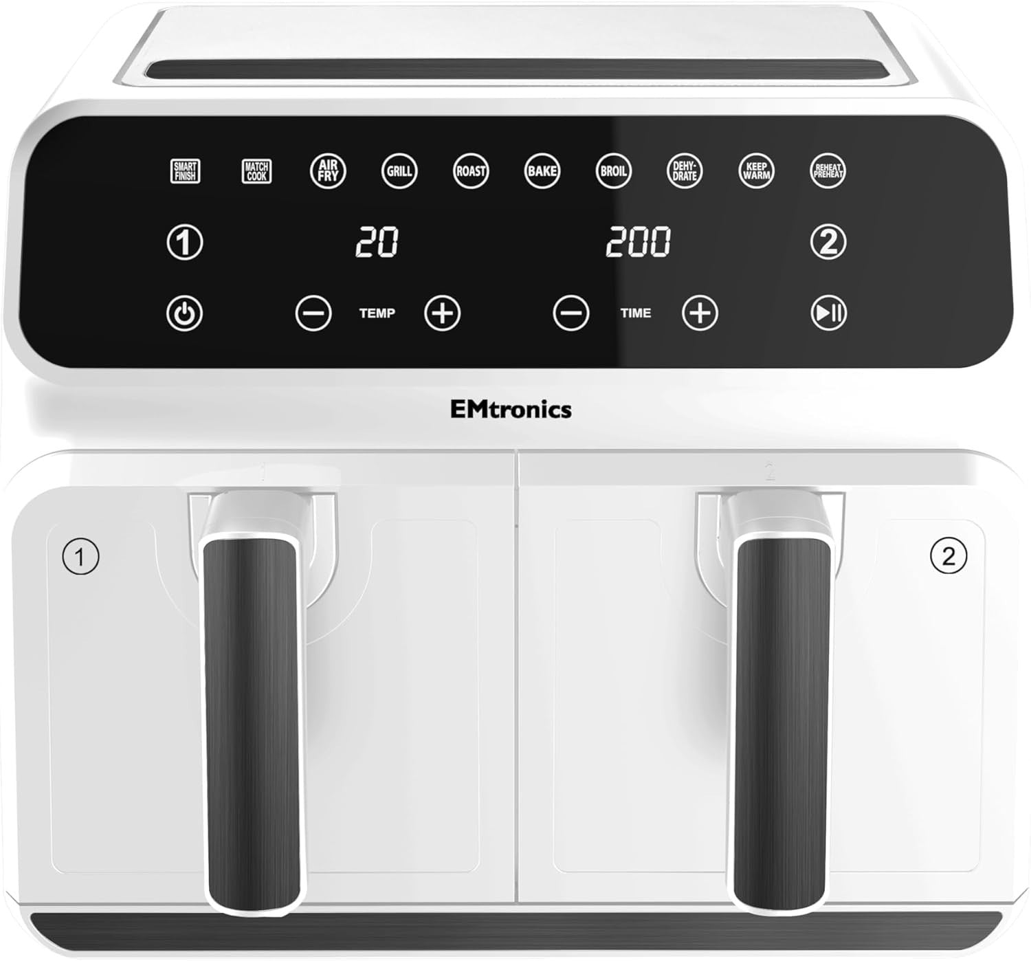 8L Dual Zone Air Fryer 2500W 8 Presets LED Touch 99min Timer Low Oil
