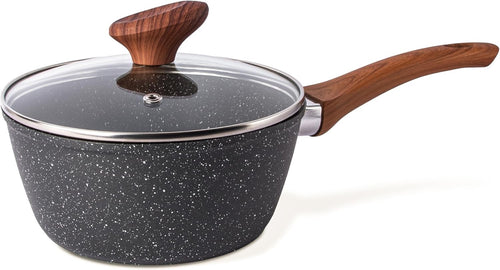 16cm Non-Stick Marble Saucepan with Glass Lid Induction & Gas Ready