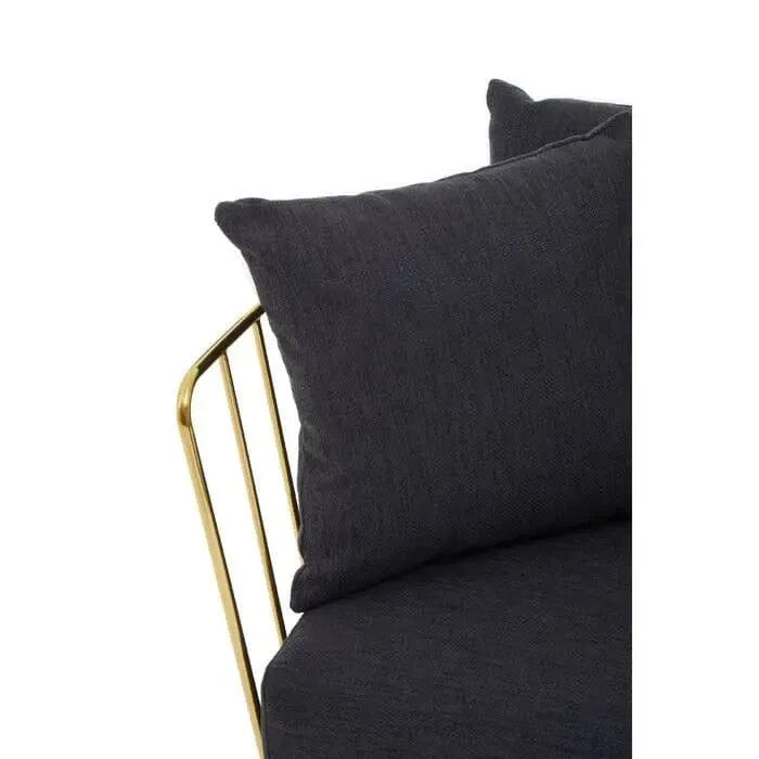 Black Velvet Armchair with Gold Frame Modern Accent Lounge Chair H68cm
