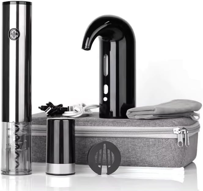 Automatic Wine Decanter Electric Aerator Stopper Corkscrew Set