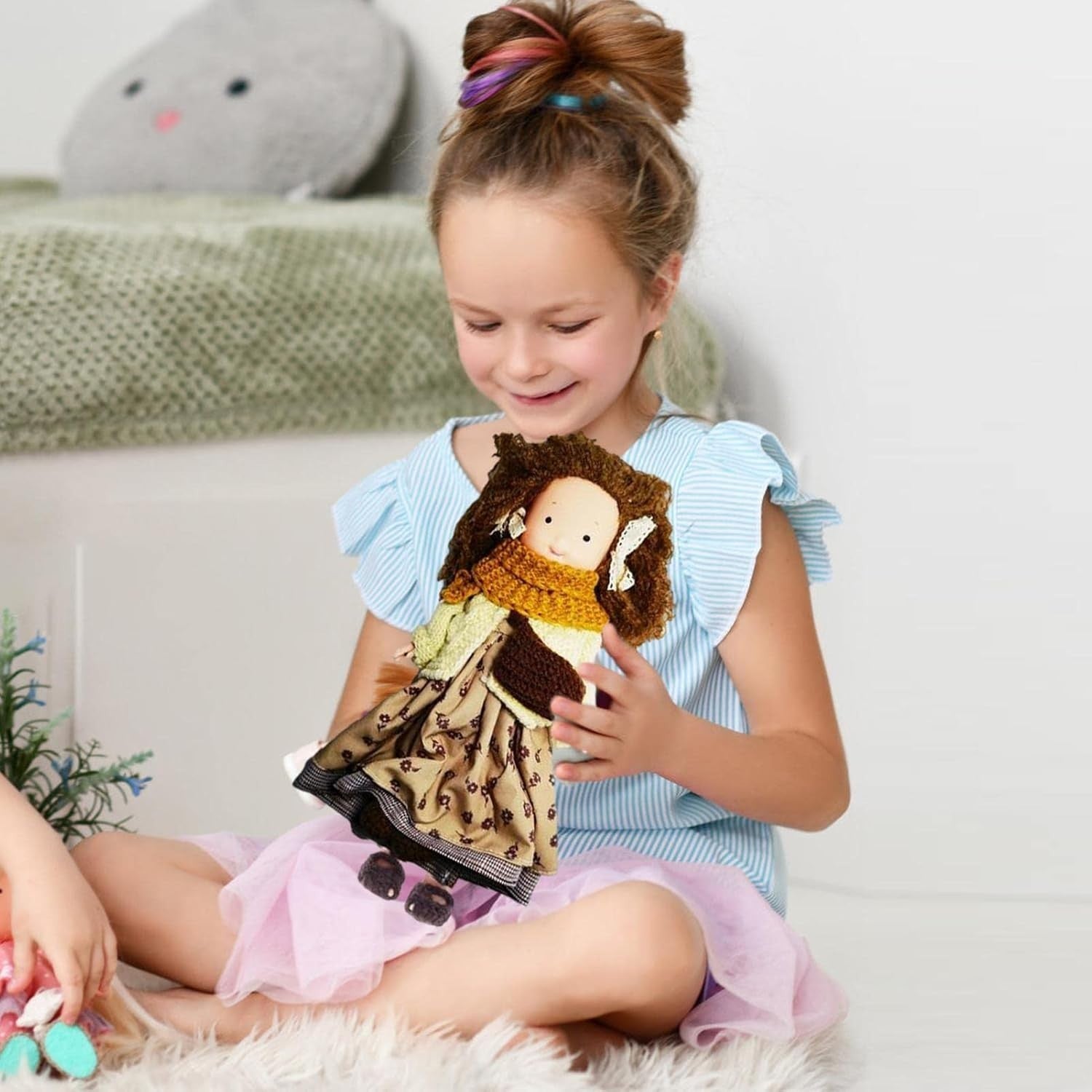 26cm Waldorf Style Handmade Rag Doll Plush Styling Hair Eco Gift Kids
