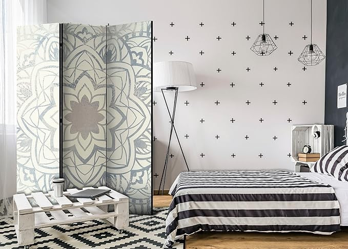Elegant Light Mandala 3-Panel Folding Privacy Screen Divider 135x172cm
