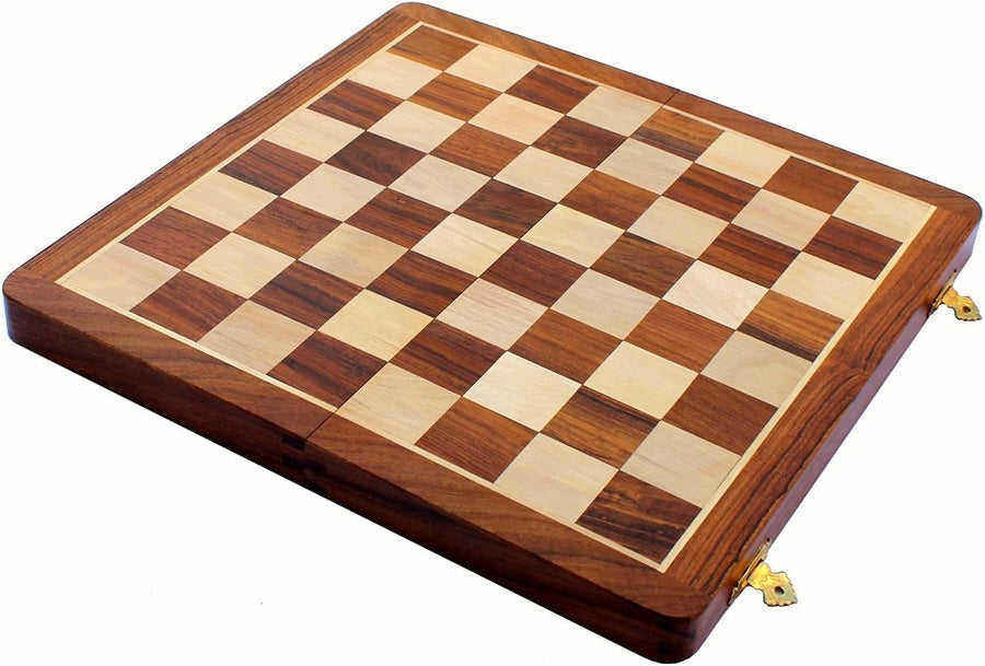 14" Acacia Wooden Chess Board Only Professional Tournament Style Square Grid