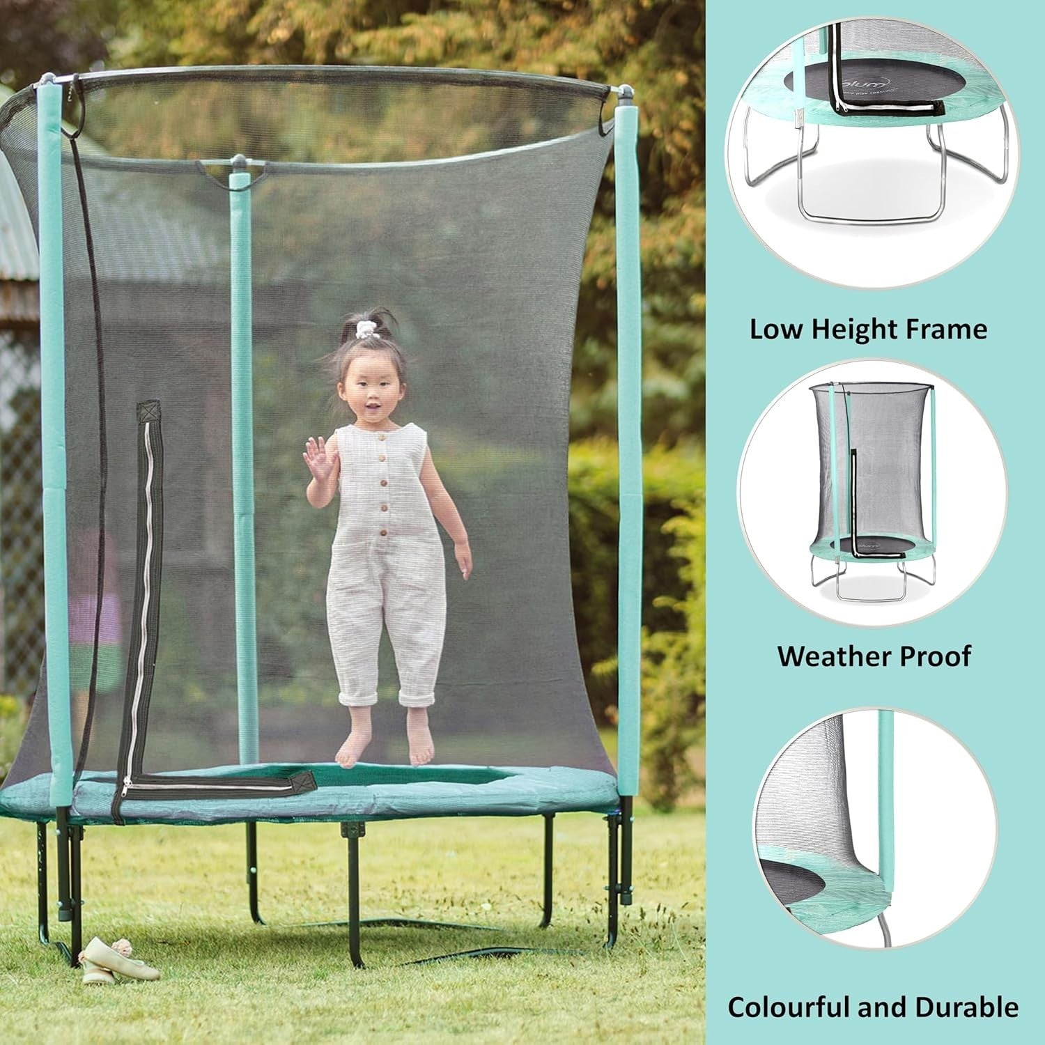 Junior 4FT Kids Trampoline with Enclosure Net Low Height Indoor Outdoor