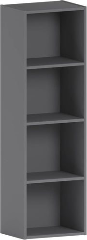 4 Tier Grey Wooden Cube Bookcase Small Storage Shelf for Living Room Office