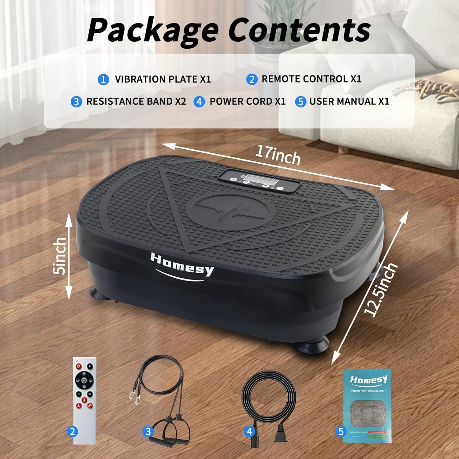 Black Vibration Plate Exercise Machine Whole Body Workout Fat Burn Home