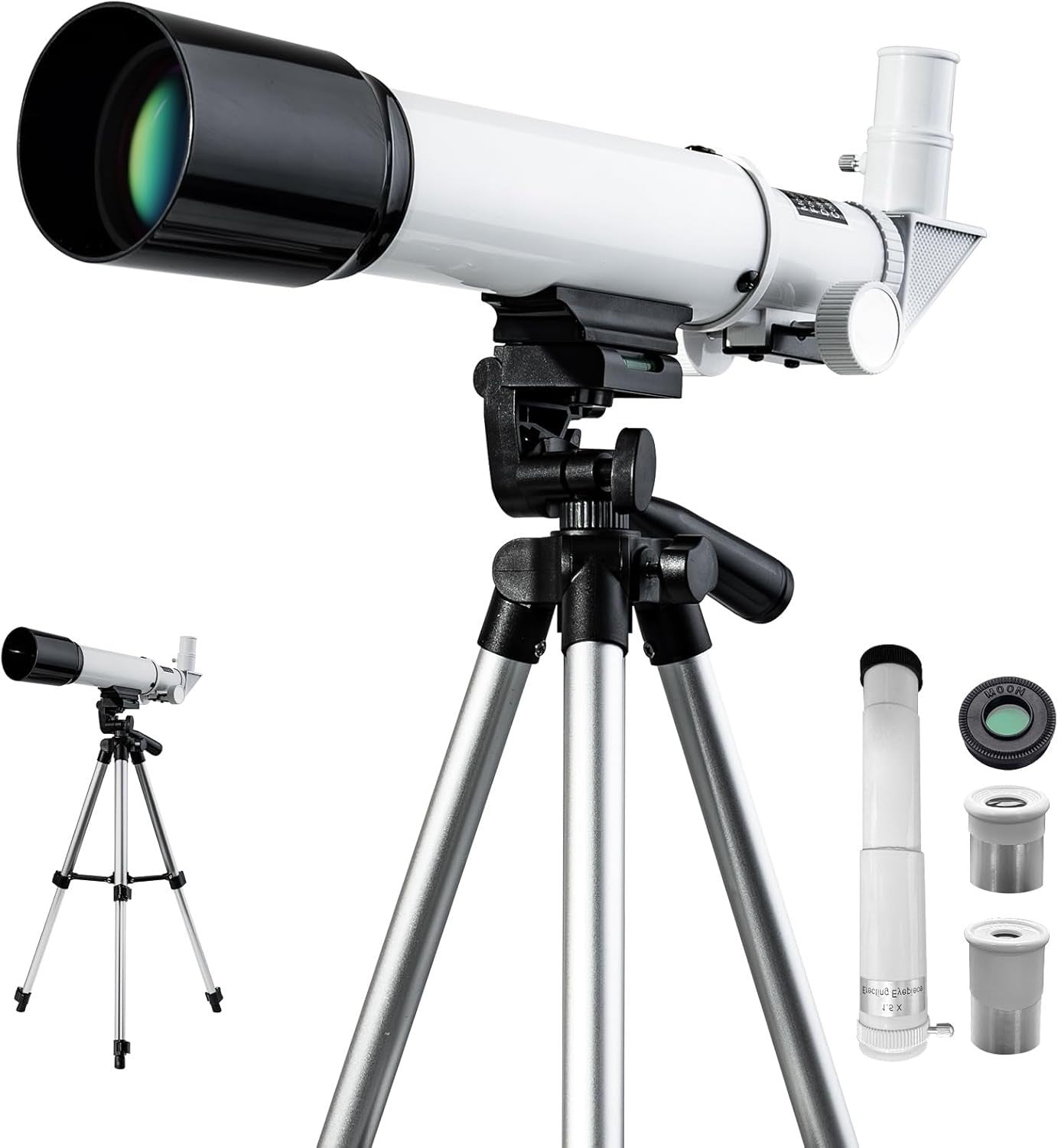 50mm AZ Kids Telescope with Tripod & Phone Adapter White