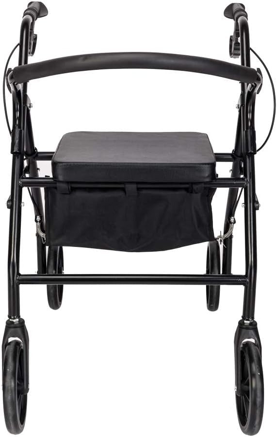 4 Wheel Rollator Walker with Seat Backrest Folding 8 Inch Wheels Lightweight