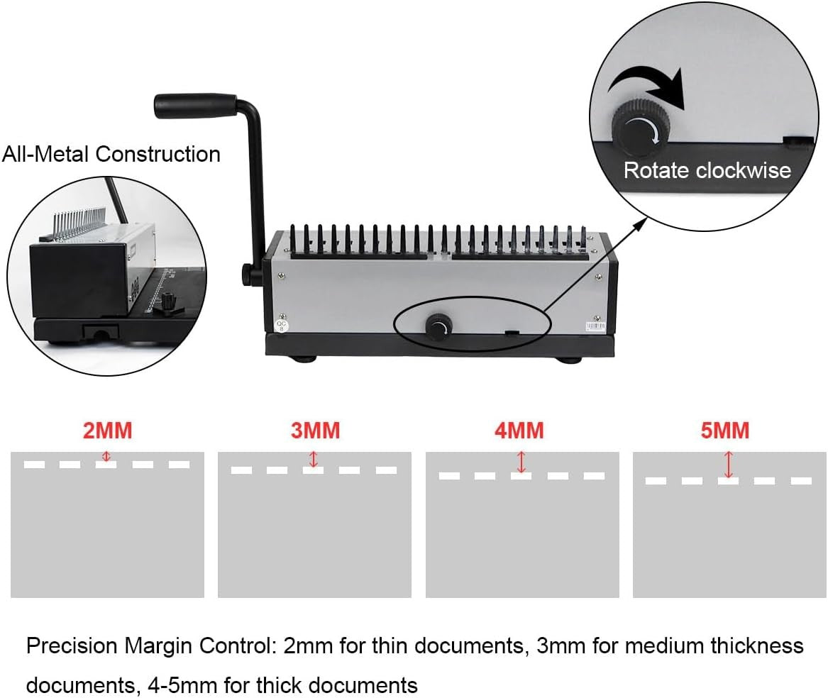 21 Hole Comb Binding Machine 200 Sheet Capacity A4 Office Binder
