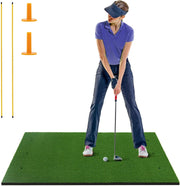 Golf Practice Hitting Mat 5x5ft Turf Mat with Rubber Tees & Alignment Sticks