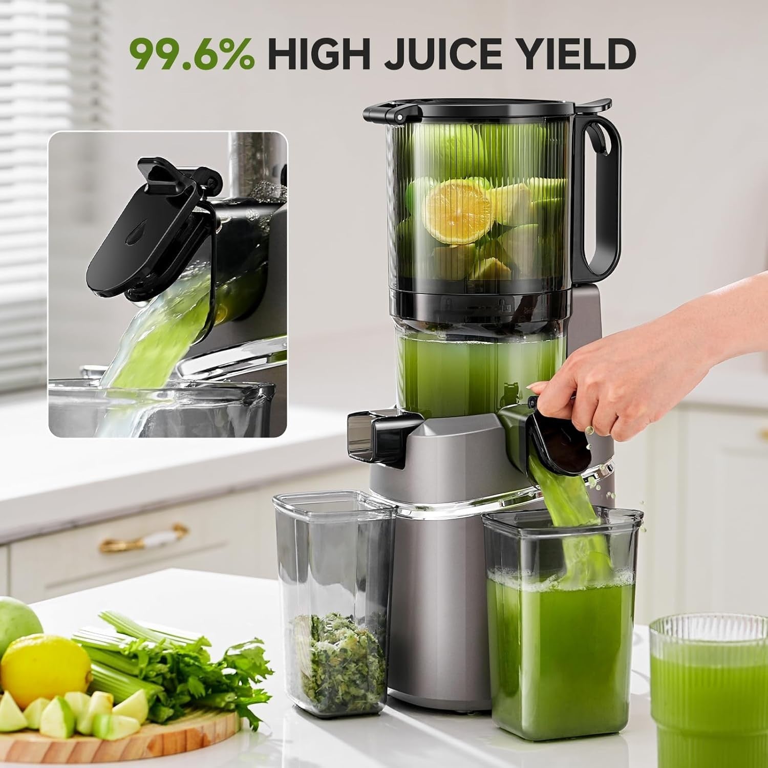 Cold Press Juicer 145mm Wide Feed Opening 250W Auto Feed Triple Filter