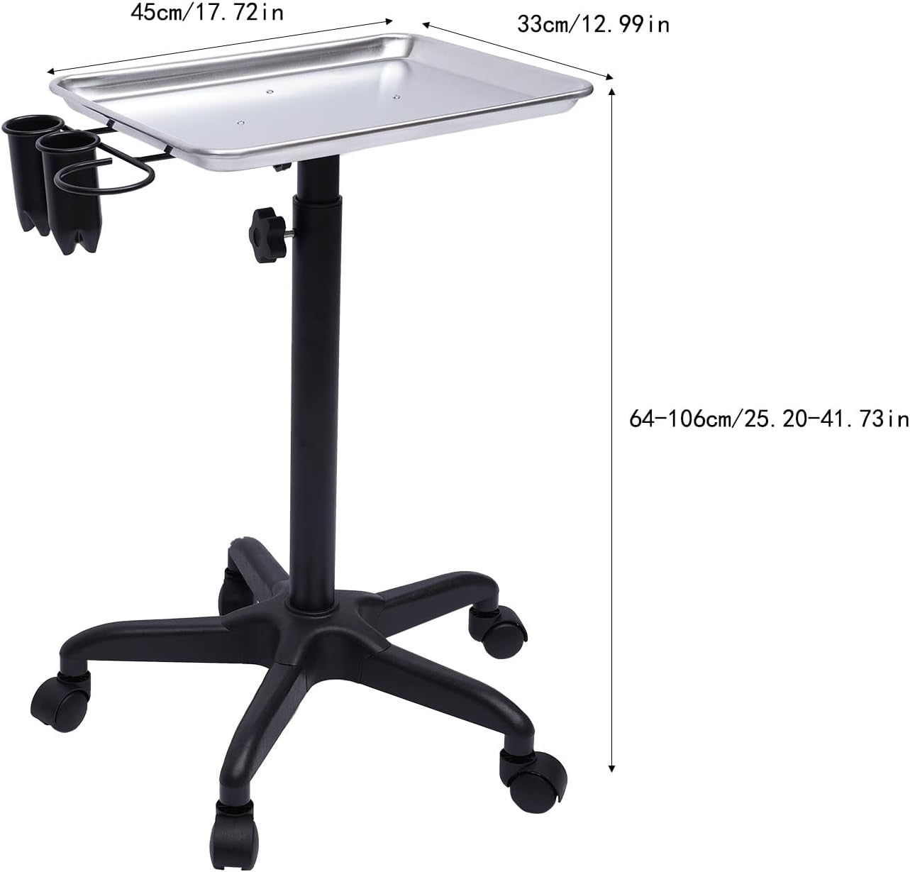 Salon Service Trolley Adjustable Rolling Tray Cart Hair Tattoo Beauty Stand
