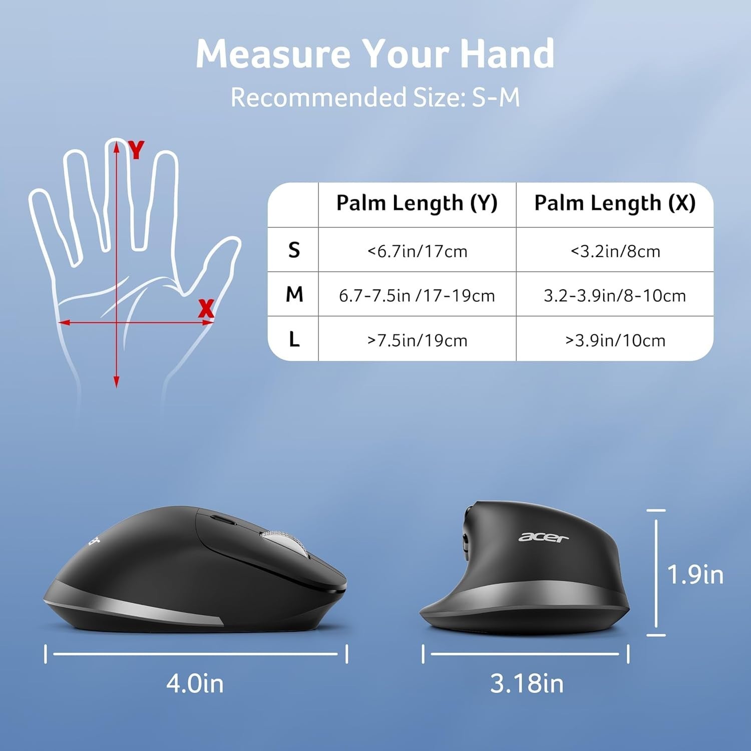 Ergonomic Wireless Mouse Side Scroll Bluetooth Dual Mode 4800 DPI Office