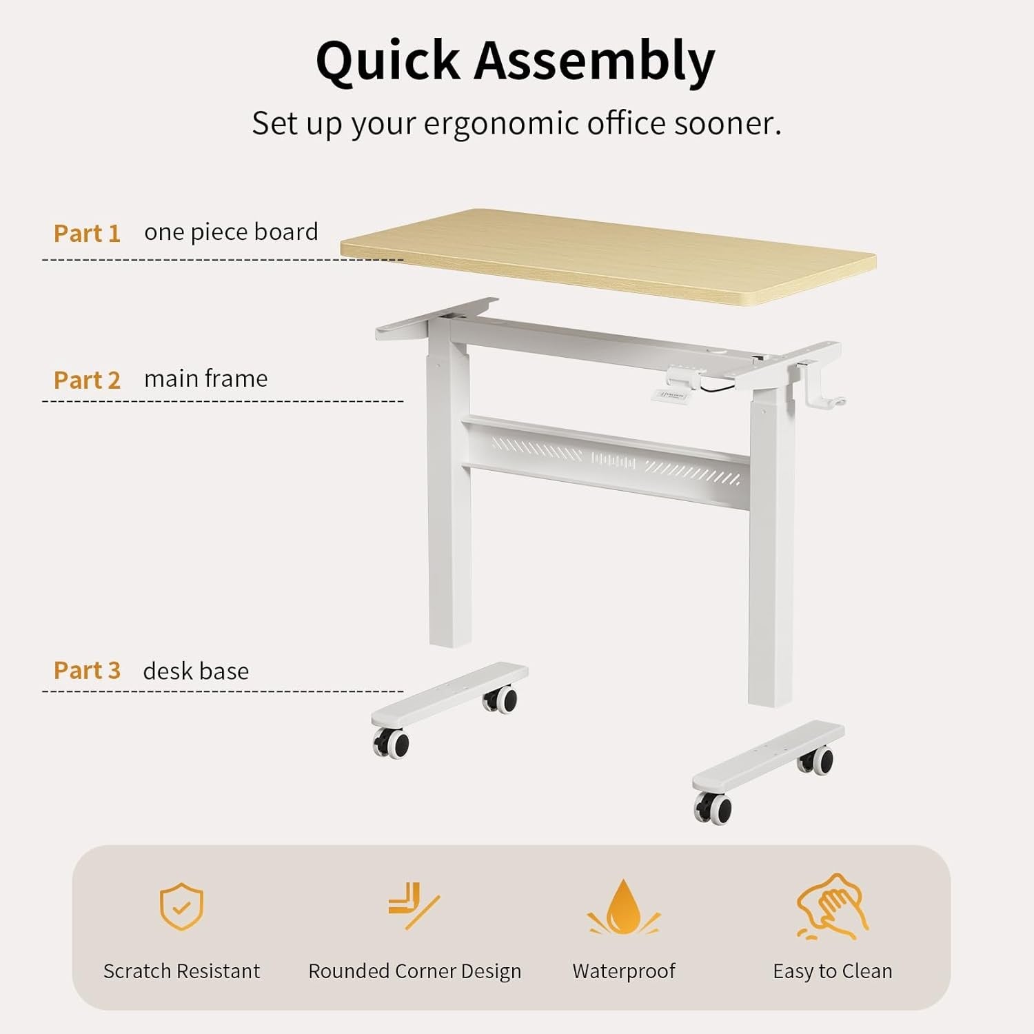 Mobile Standing Desk Walking Pad Compatible Adjustable Pneumatic Desk on Wheels