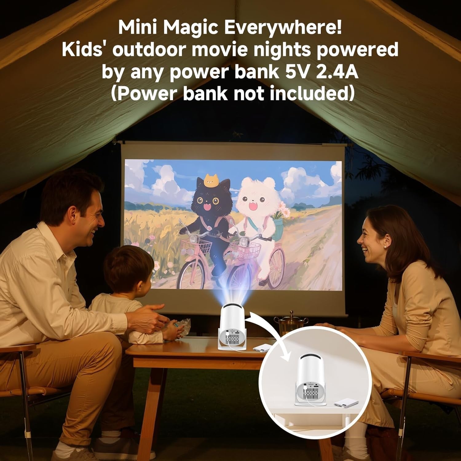 Mini WiFi Projector 240° Rotating 5000 Lumens Kids Bedroom Cinema