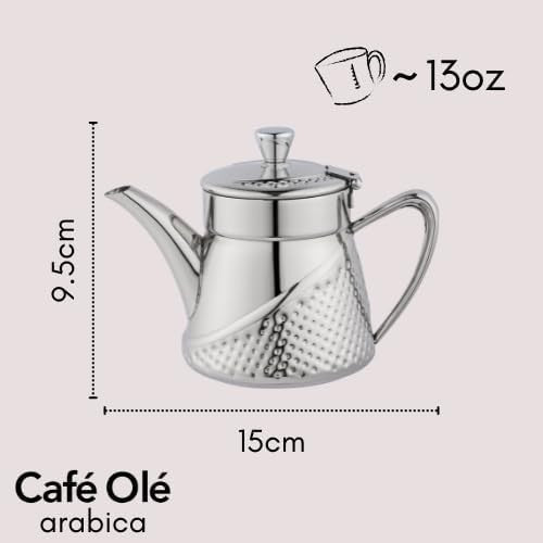 700ml Hammered Stainless Steel Teapot Mirror Finish Non Drip Tea Pot