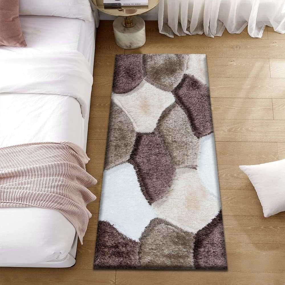 Large Brown Beige Shaggy Area Rug 160x230cm Soft Non Shed Living Room Carpet