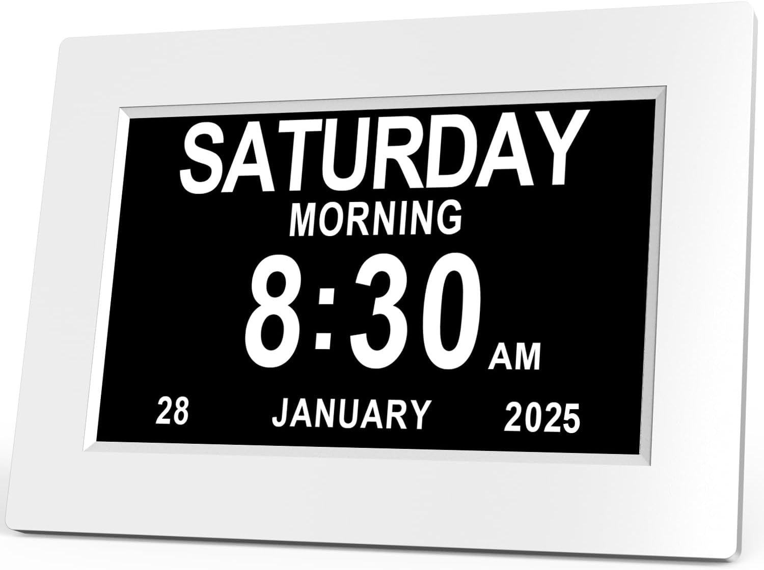 Large Digital Dementia Alarm Clock 8'' Date Day Time Temperature Display
