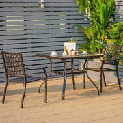 Set of 2 Stackable Metal Patio Dining Chairs Outdoor Garden Armrest