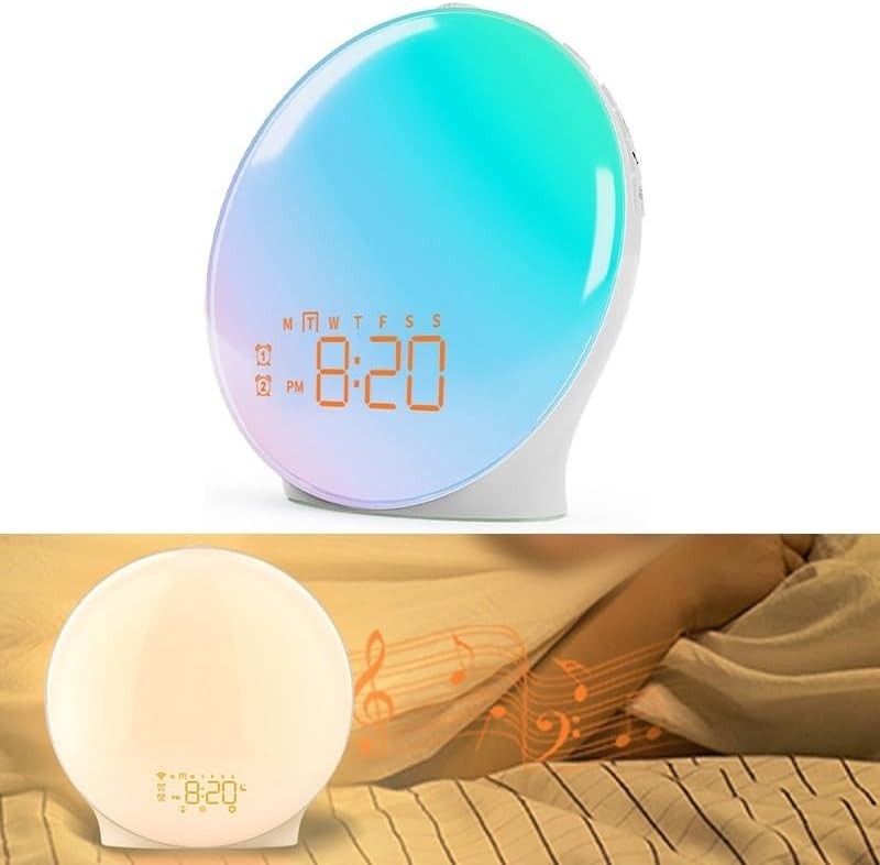 Sunrise Alarm Clock Wake Up Light FM Radio Sleep Sounds Heavy Sleepers