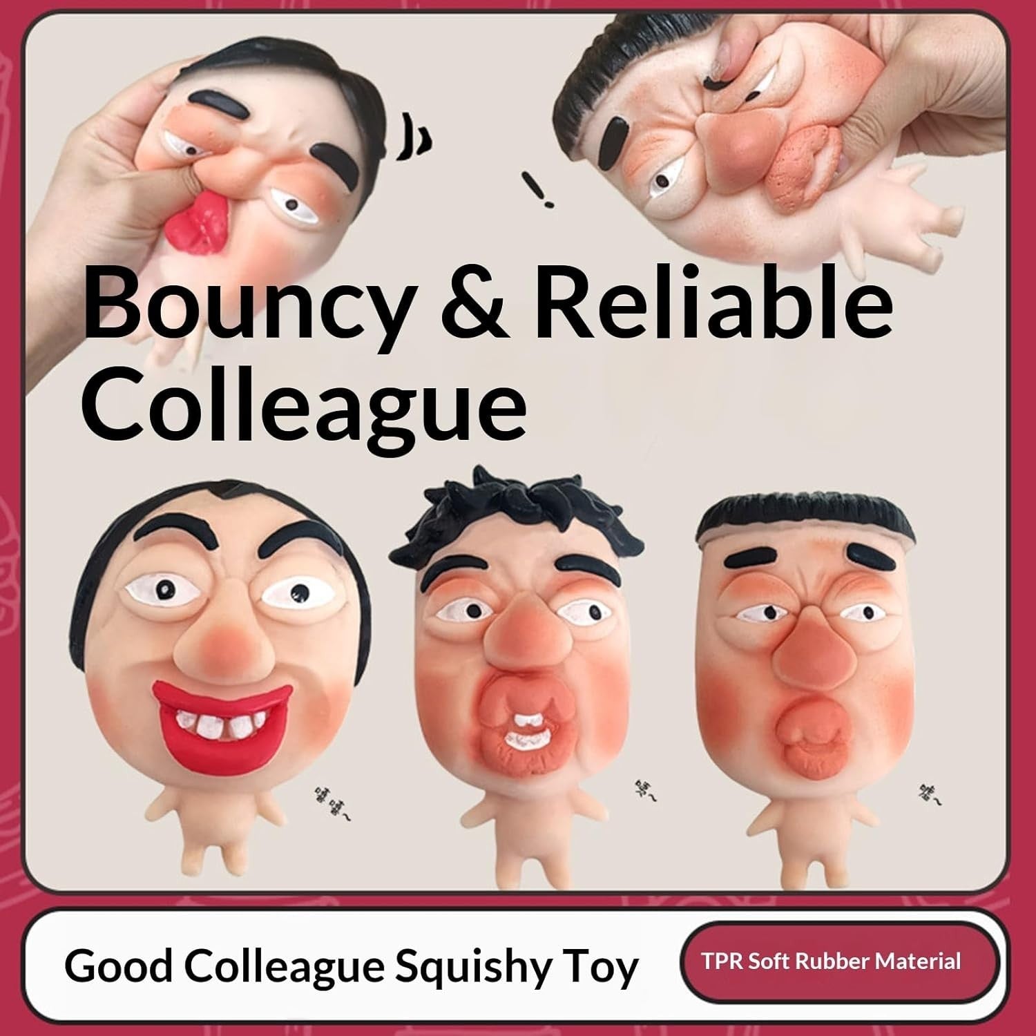 4 Pack Ugly Face Squishy Toys Funny Silicone Stress Relief Fidgets