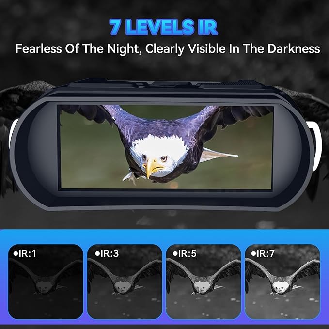 Night Vision Goggles 8x Digital Zoom 3" Screen 5000mAh IR Binoculars for Camping