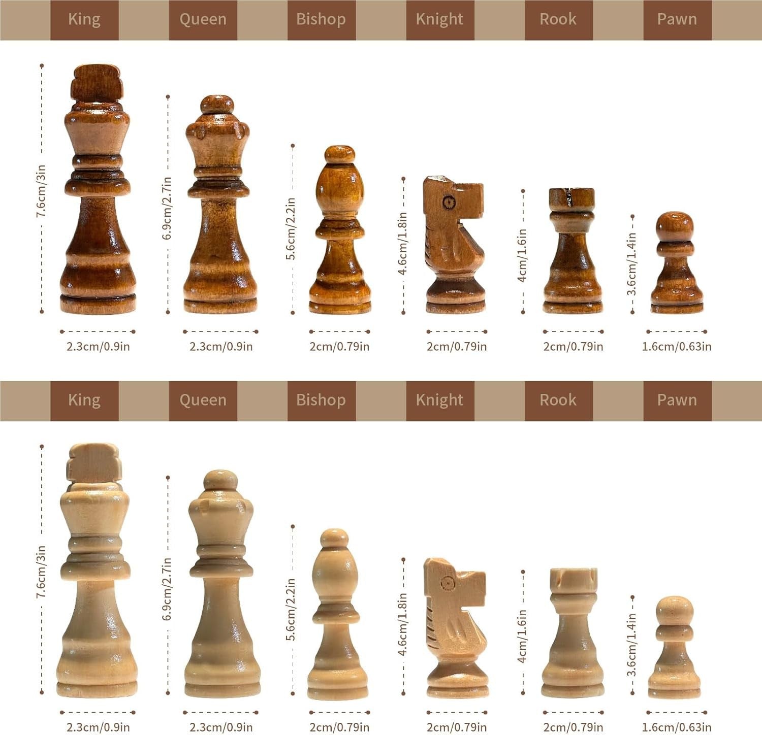 Luxury 15.7" Magnetic Folding Wooden Chess Set with Storage Slots Travel Game