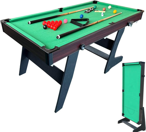 6FT Home Snooker Pool Table Folding Space Saver w Cues Balls Set
