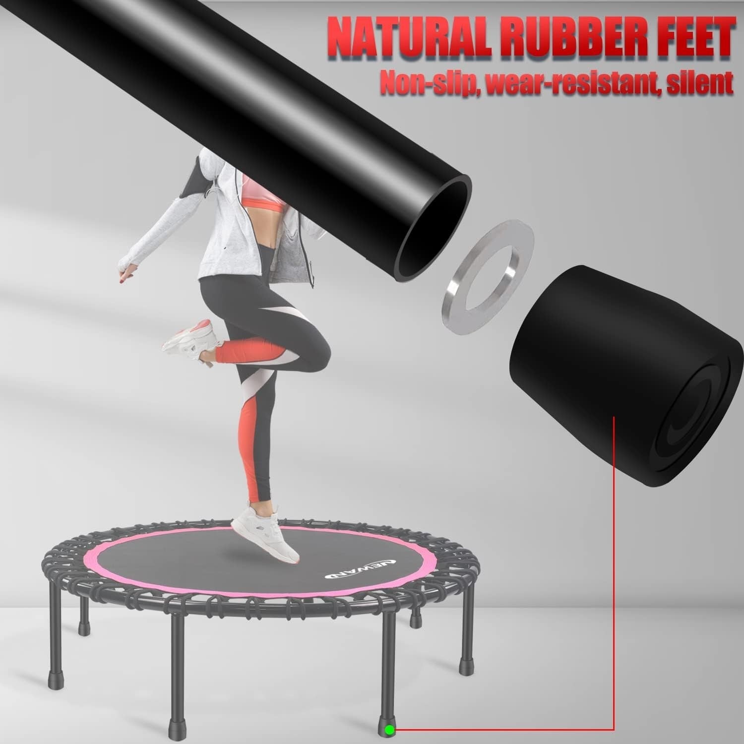 48in Silent Fitness Rebounder Trampoline Bungee Indoor 150kg