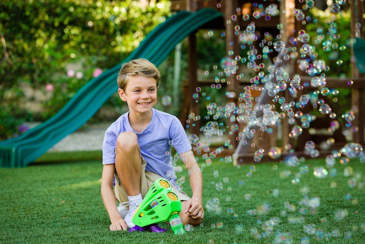 Rechargeable 2 in 1 Bubble Gun Wand LED Light Kids Toy