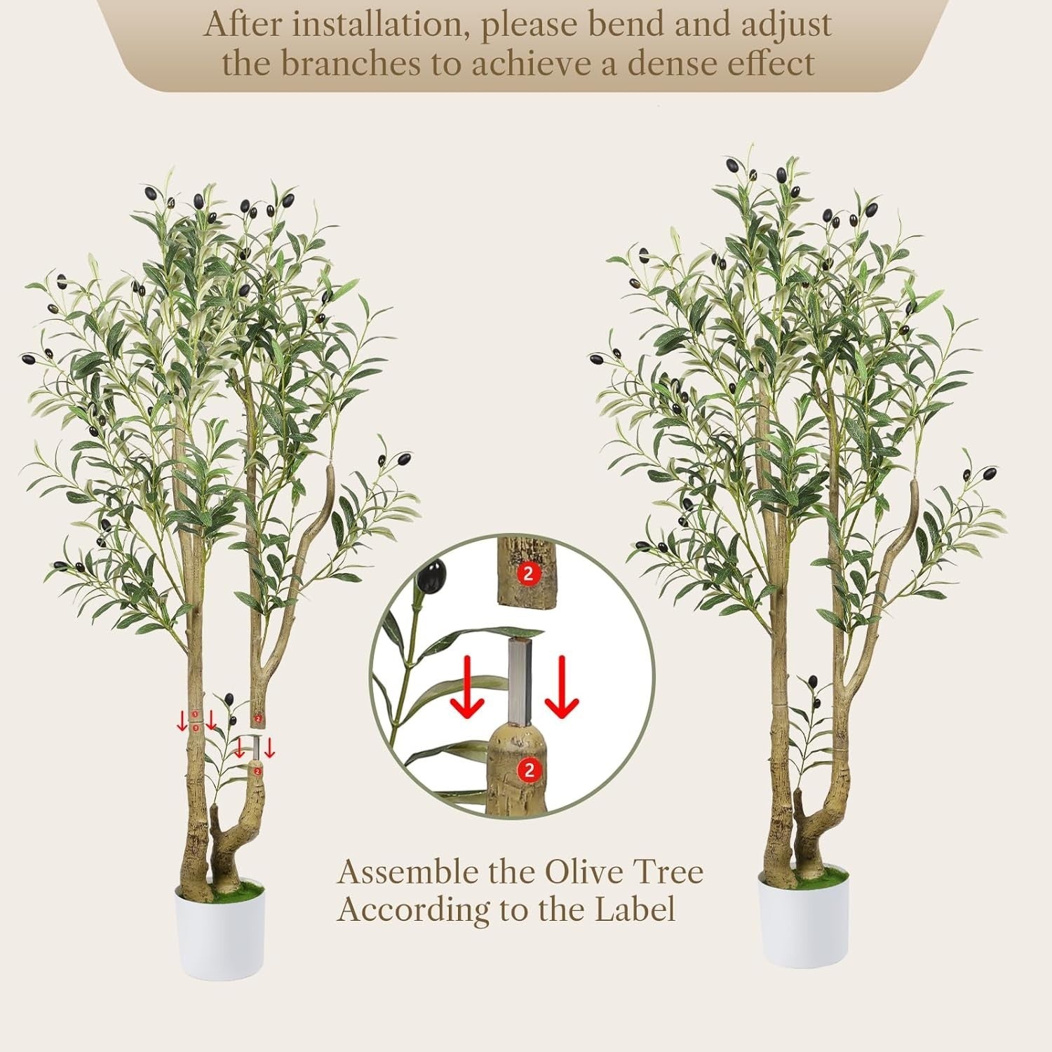 4.5ft Artificial Olive Tree Tall Faux Plant With Curved Trunk Indoor Home Decor
