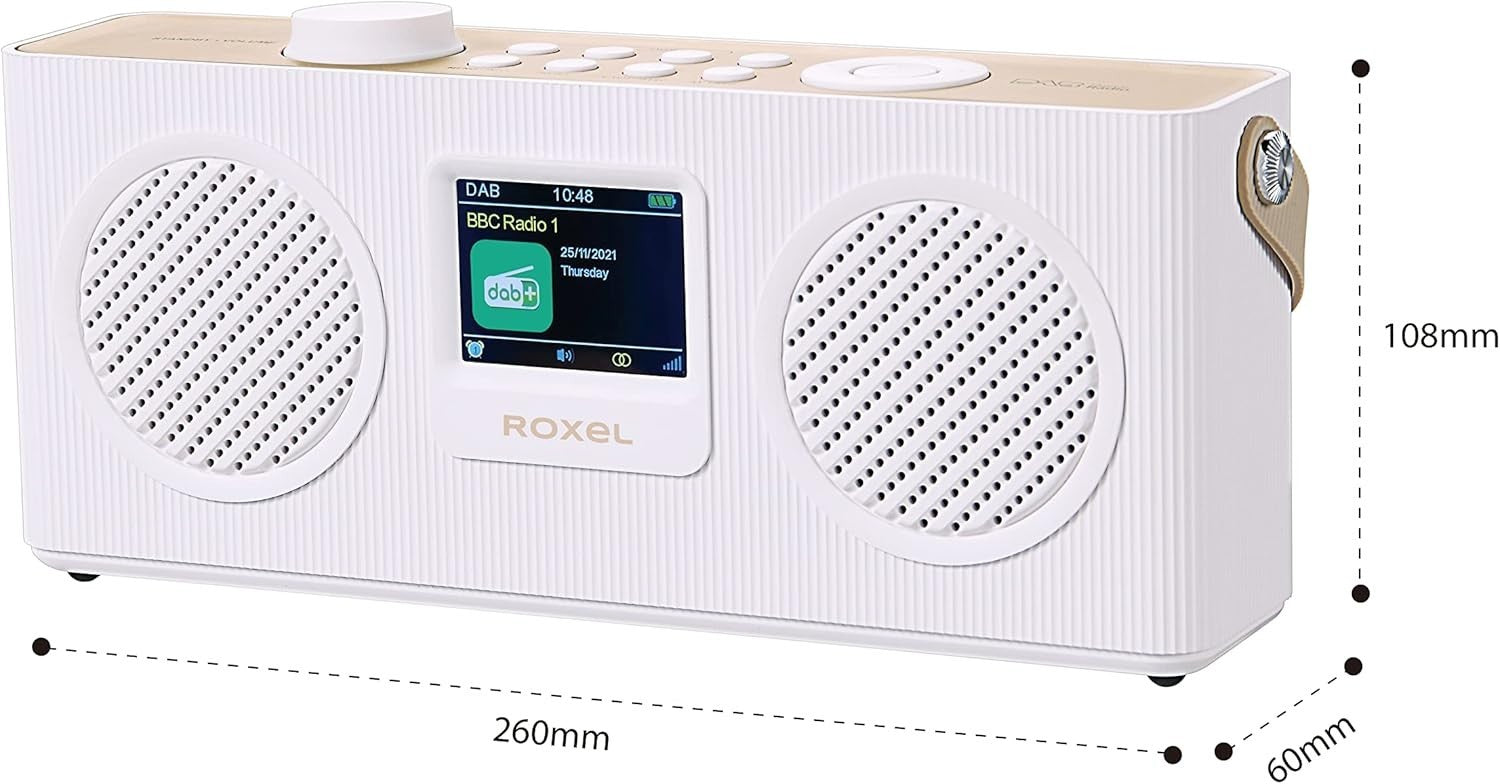 DAB+ FM Digital Radio Bluetooth USB TF Card Alarm Clock Portable White/Cappuccin