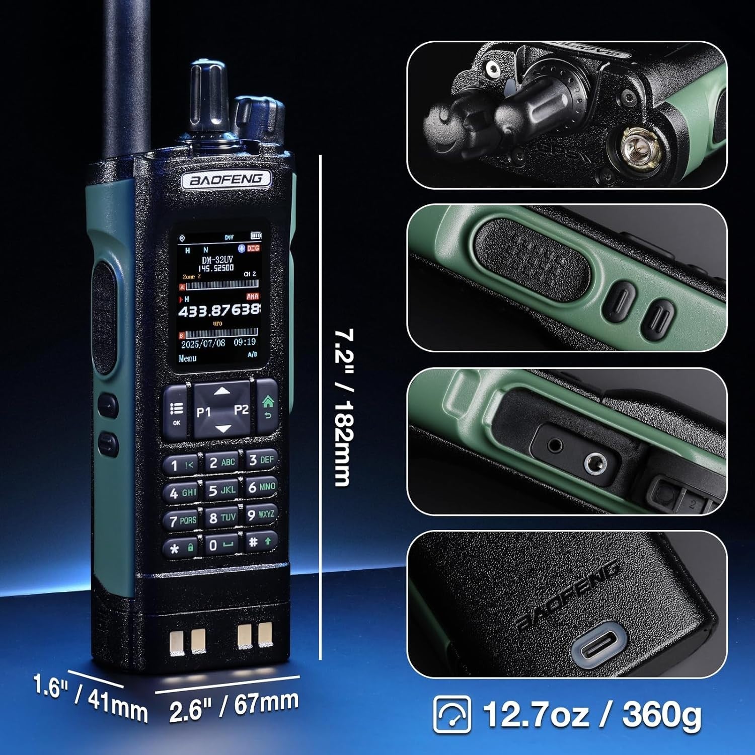 10W DMR Dual Band Radio GPS APRS 4000CH Colour Display Handheld