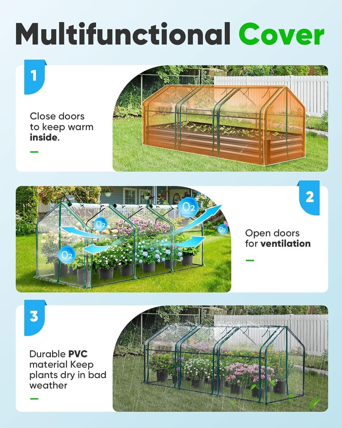 Portable Mini Greenhouse 241x91x91cm Clear PVC Cloche Tent for Indoor Outdoor