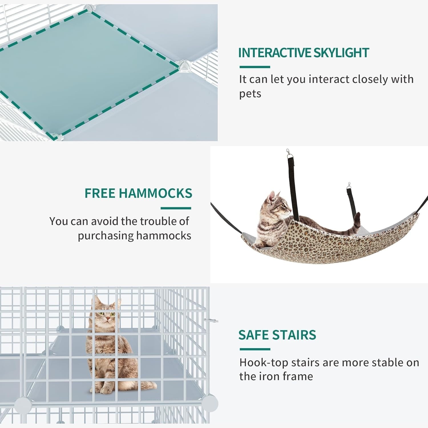 3-Tier Indoor Cat Cage Playpen w/ Hammock, Sturdy Metal Crate for 1-2 Cats