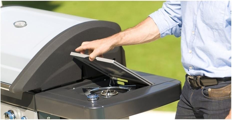 Premium 3-Burner Gas BBQ Grill with Side Burner, Cast Iron Grates